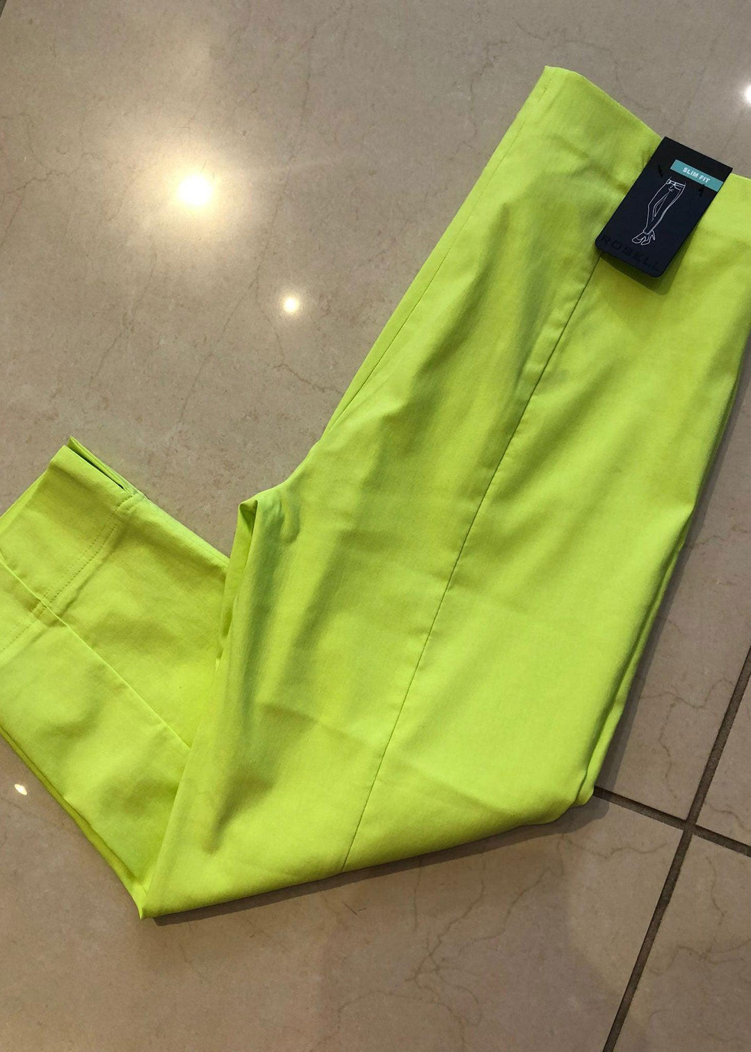 Robell Marie Cropped Trousers - Lime - Justina Clothing