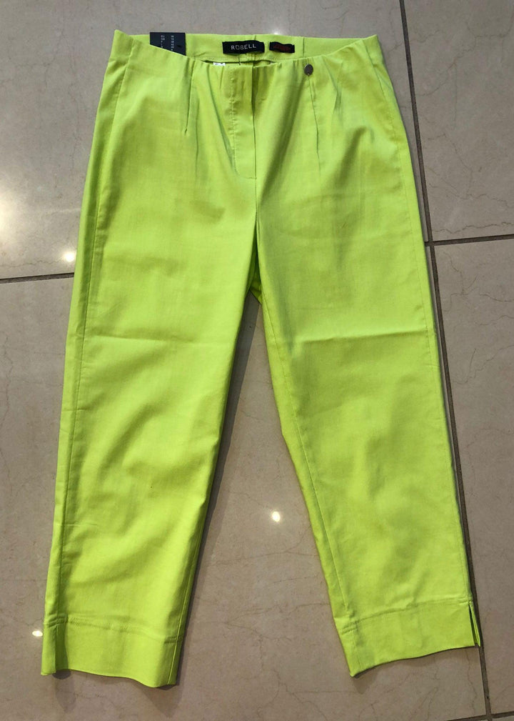 Robell Marie Cropped Trousers - Lime - Justina Clothing
