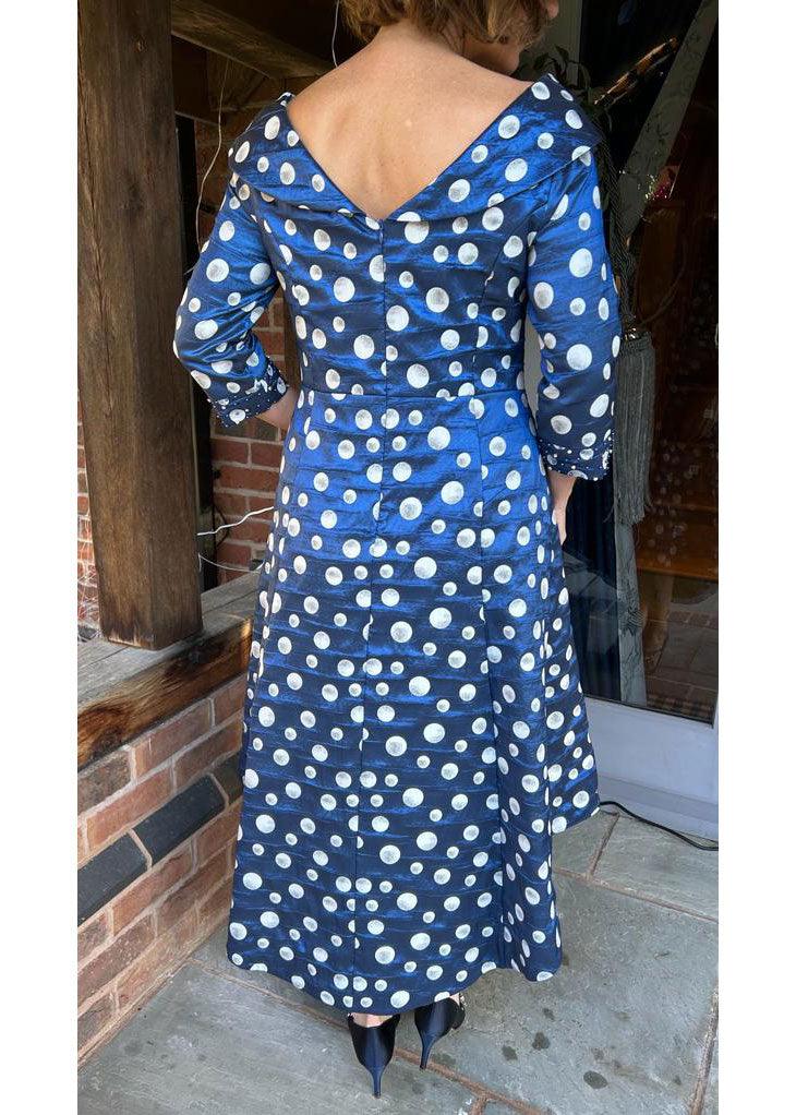 Lizabella Navy Spot Dress - Justina Clothing