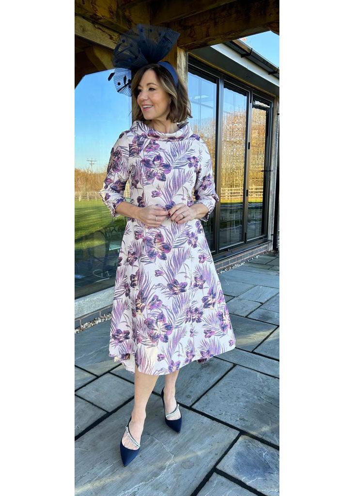 Lizabella Orchid Print Dress - Justina Clothing