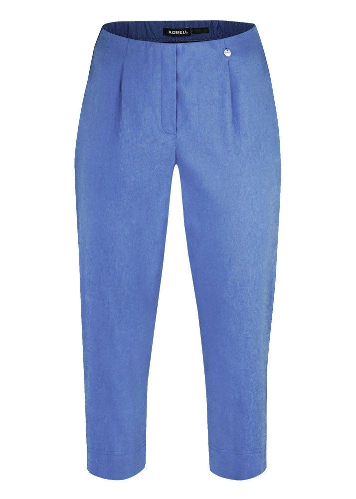 Robell Marie Cropped Trousers - Azure Blue - Justina Clothing