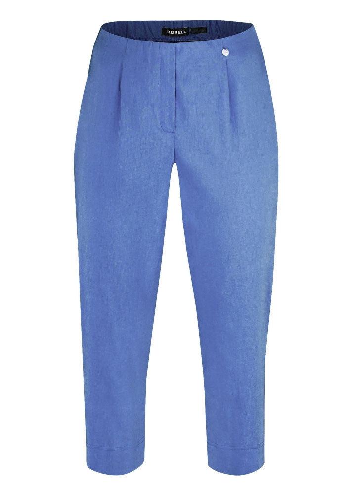 Robell Marie Cropped Trousers - Azure Blue - Justina Clothing