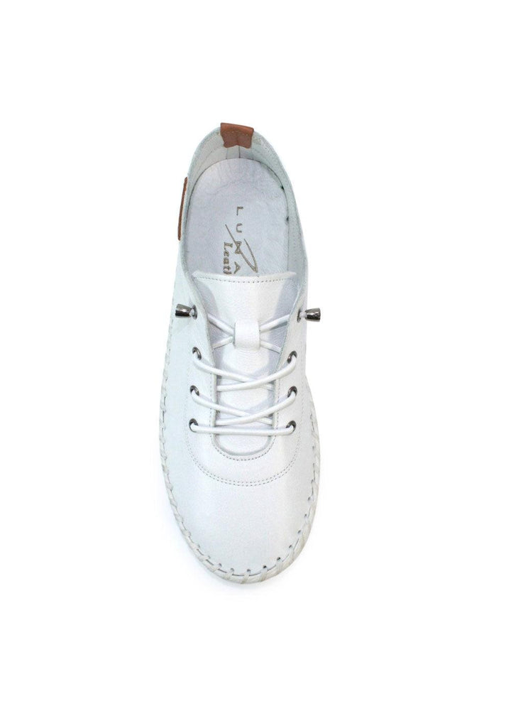 Lunar St Ives Leather Plimsoll - White - Justina Clothing