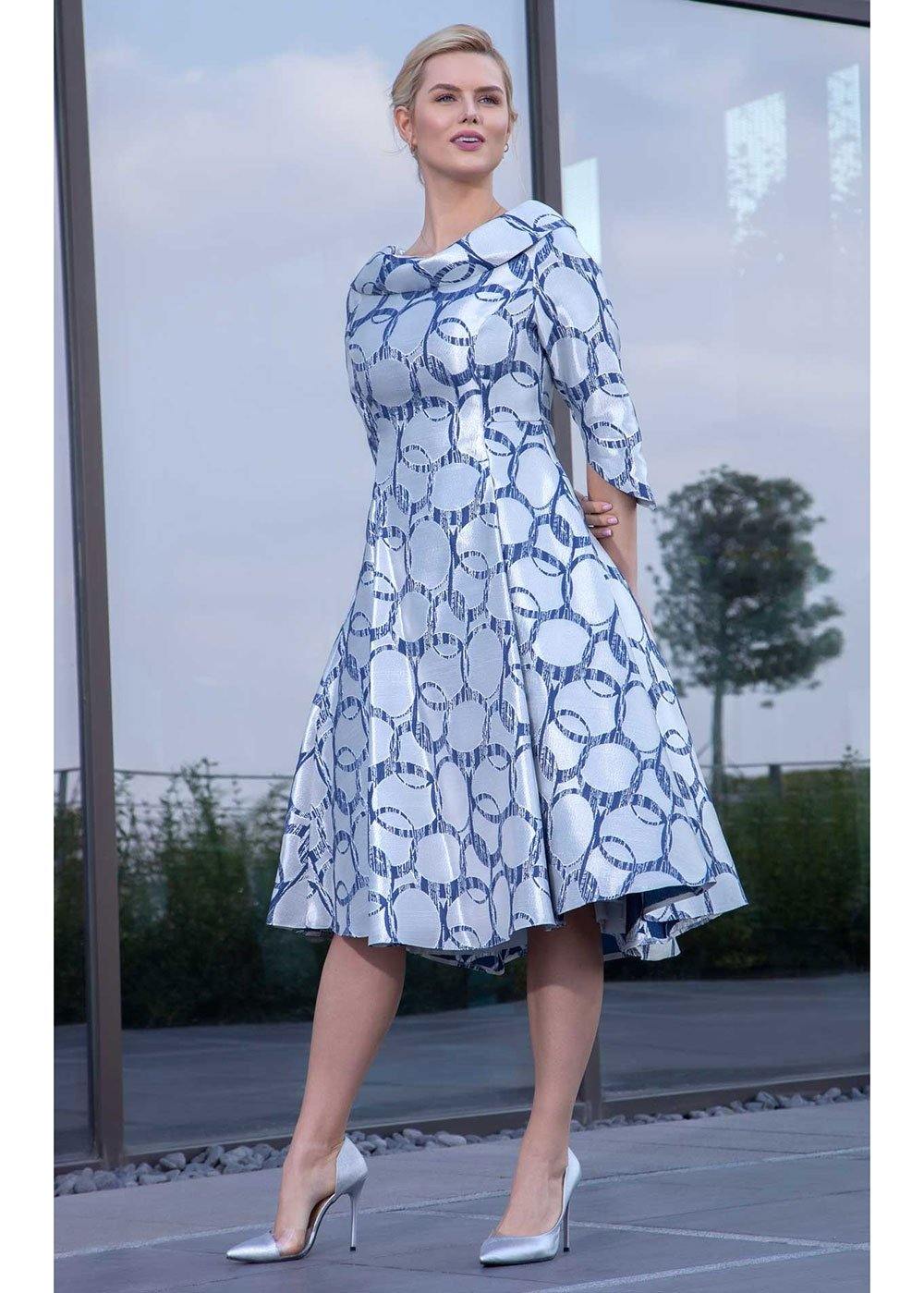 Lizabella Circle Print Full Skirt Dress - Justina Clothing